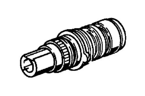 Thermostatkartusche von HANSA in zylindrischer Form, mit einem Anschluss und Gewinde, geeignet für die Verwendung in Sanitäranlagen.